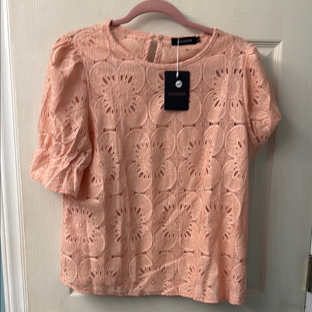 Pink Puff Sleeve Embellished Blouse